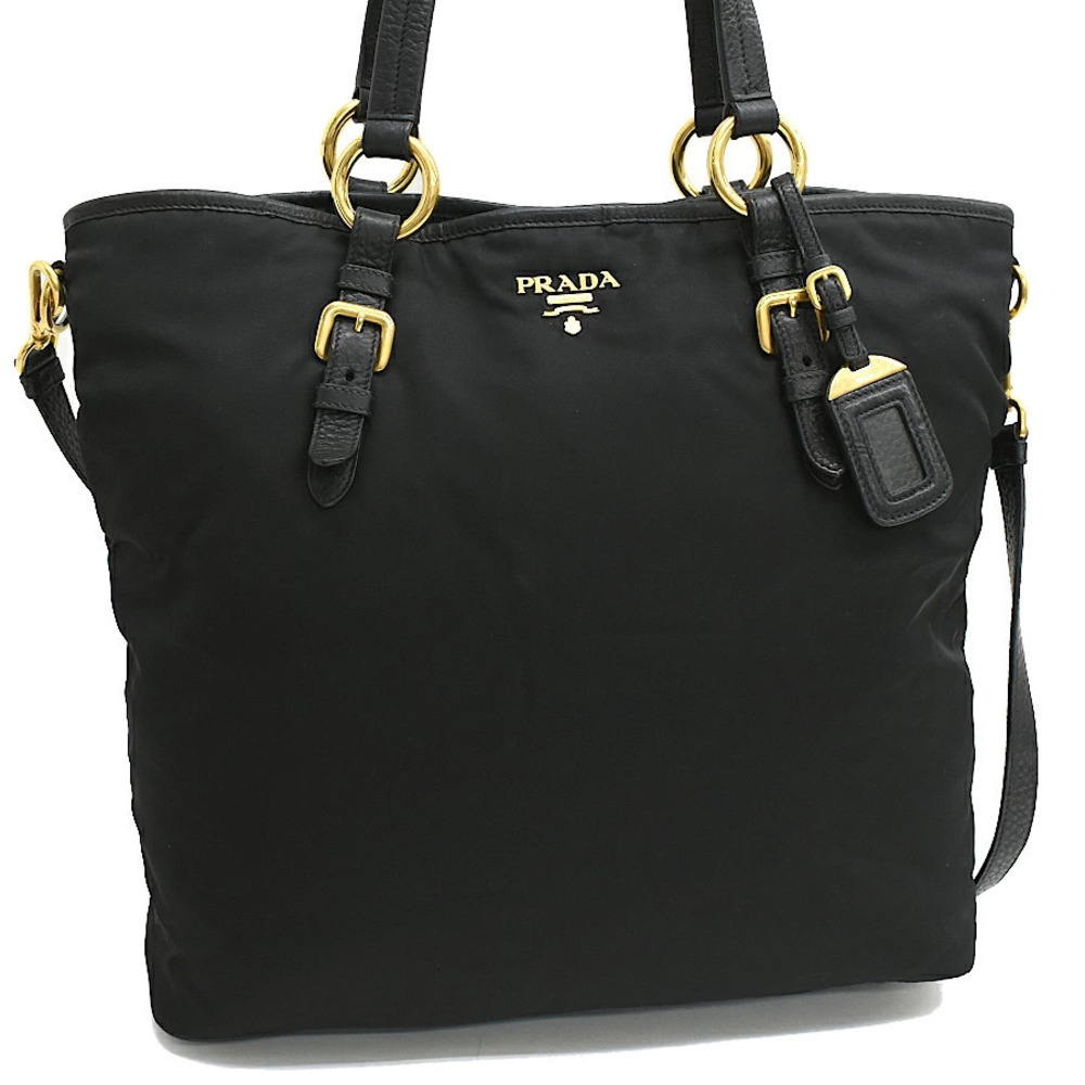 Prada Tote Tessuto Saffiano Bag Leather Black